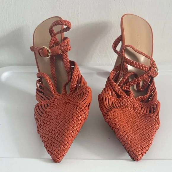 Elegant Women's Woven Heels - Orange - Picture 5 of 10